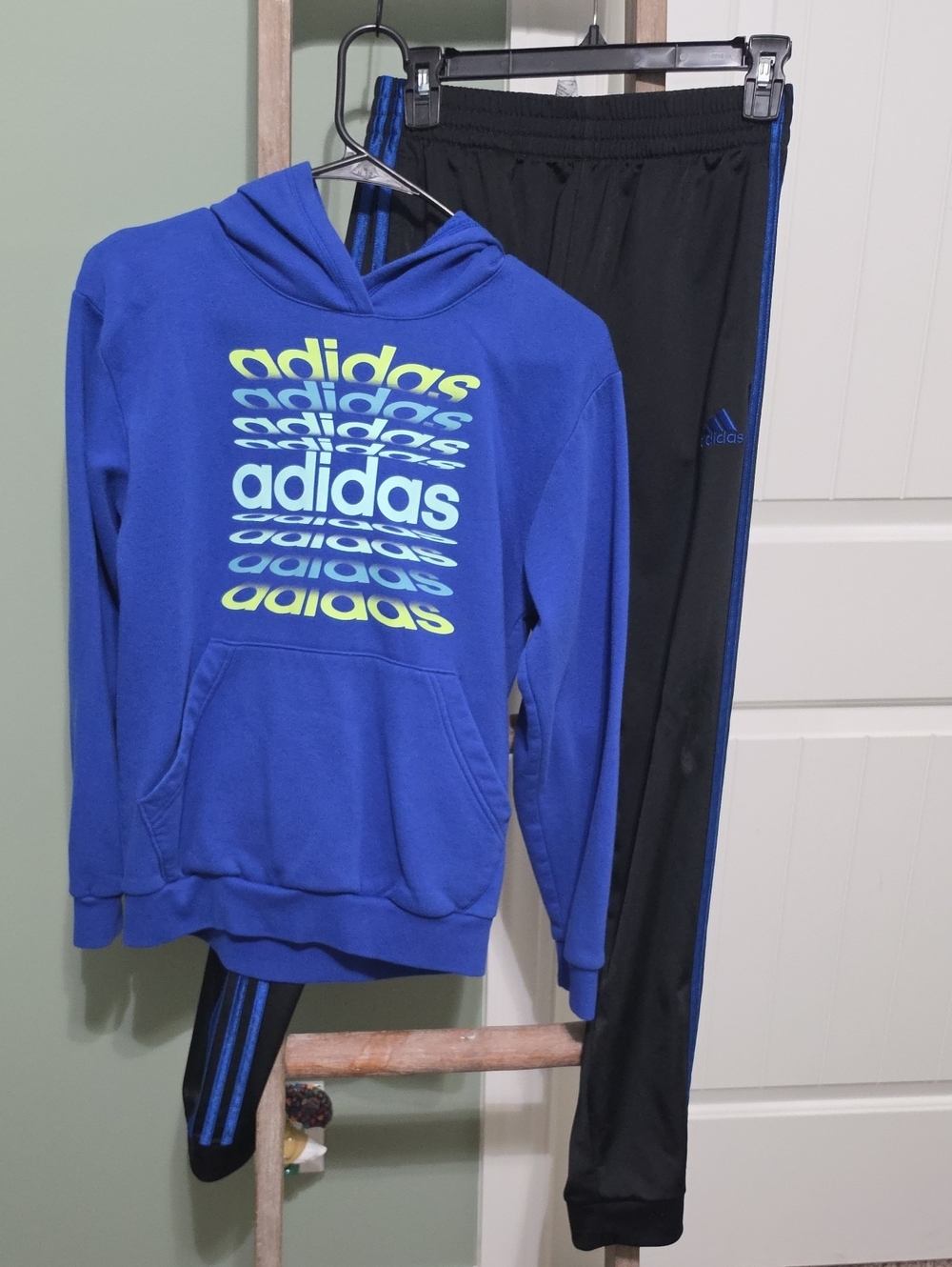 adidas Royal Blue Hoodie with Black Track Pants